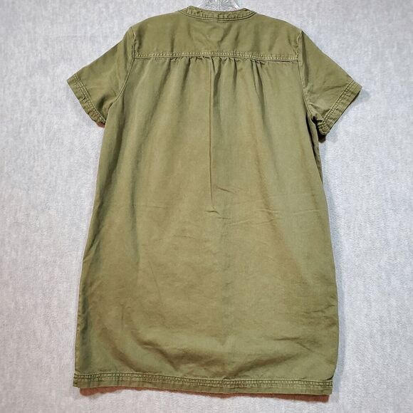Gap Dress Womens Small Petite Green Utility Popover Henley Neck Button Front - Picture 8 of 9